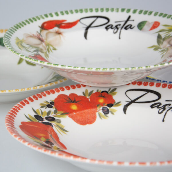 Piatto-pasta-dettaglio-bordo Tomato Pasta plate set Ø23