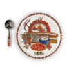 Piatto-pizza-cornice-marrone-1 Brown border pizza plate set with pizza cutter