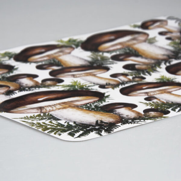 Tovaglietta-funghi-porcini-angolo Placemat decorated with brown mushrooms