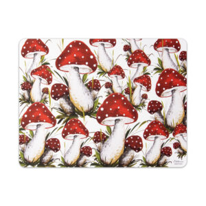 Placemat decorated with red mushrooms