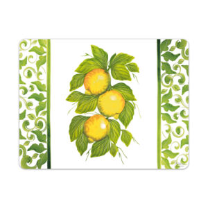 Placemat with lemons green damask