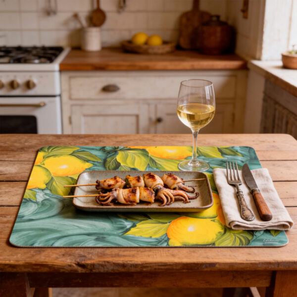 Tovaglietta-limoni-ramina-ambientata-ok placemat decorated with lemons