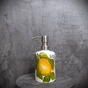 Soap dispenser with lemons and lavender