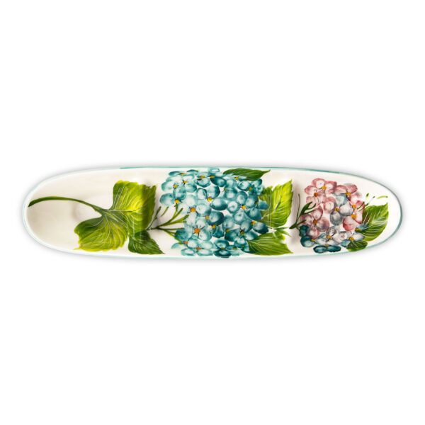 antipastiera-ortensie-sopra Appetiser tray with hydrangeas