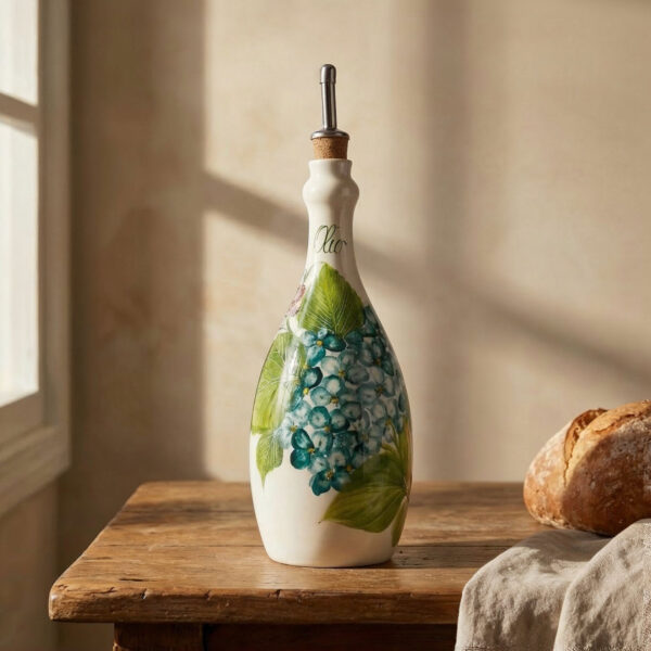 Olive oil ceramic jar hydrangeas 750 ml
