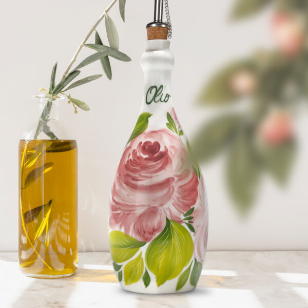 Olive oil ceramic jar roses 750 ml