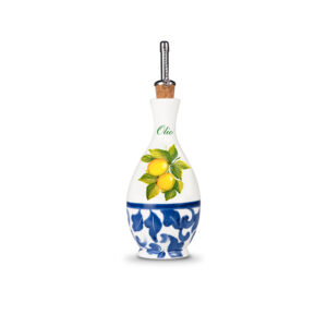 Ceramic oil bottle decorated lemons damask 250 ml