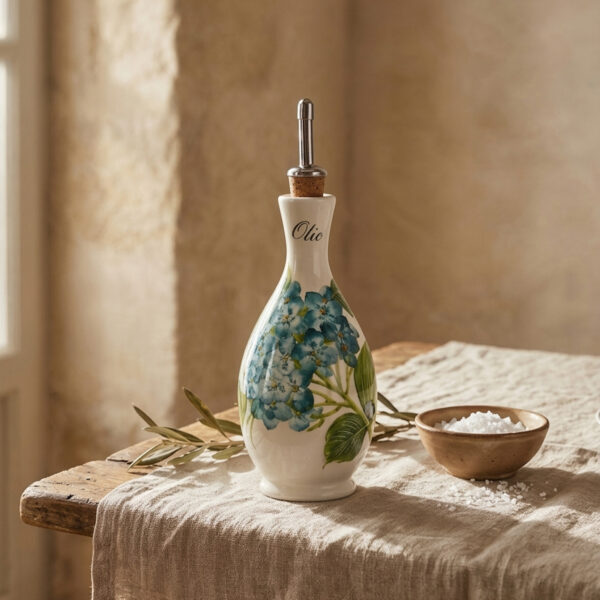 Olive oil ceramic jar hydrangeas 250 ml