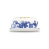 Ceramic butter dish decorated lemons and blue damask