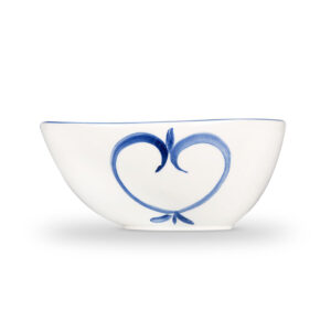 Ceramic bowl decorated lemons damask blue 23