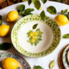 ciotola-da34-damascato-verde-ambientata-2 Ceramic bowl decorated lemons damask green 34