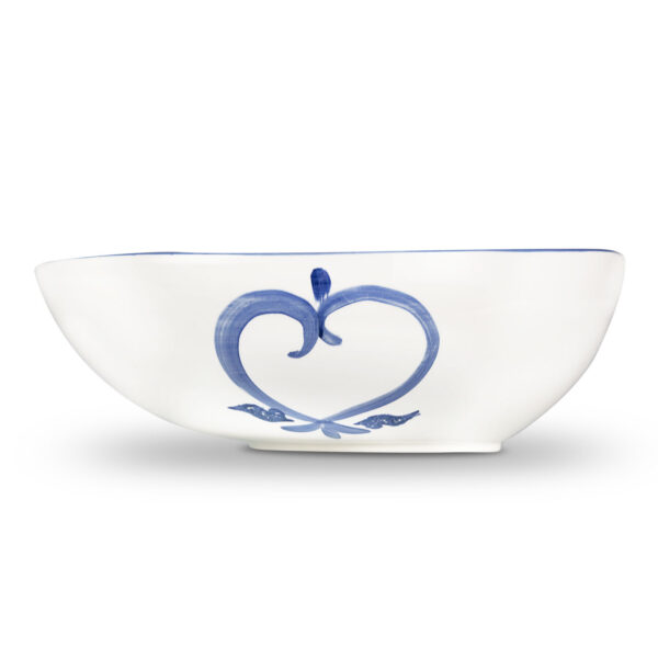 Ceramic bowl decorated lemons damask blue 34
