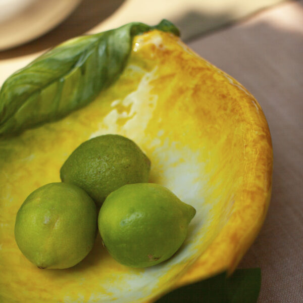 Handpainted relief lemon-shaped bowl