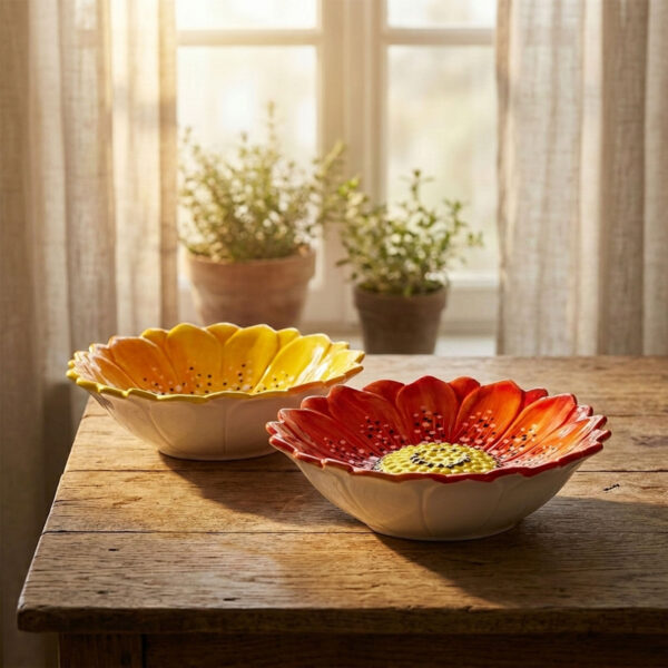 ciotola-media-rossa-ambientata-ok Red daisy bowl Ø23