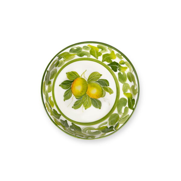 Ceramic bowl decorated lemons and green damask 14