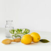 Ceramic bowl decorated lemons and green damask 14