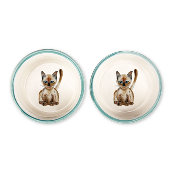 Siamese cat bowl set