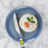 Table knife with lemons damask blue