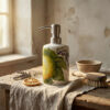 Soap dispenser with lemons and lavender