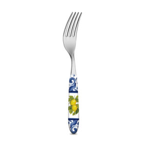 Fork with lemons damask blue