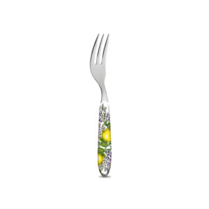 Dessert fork with lemons and lavender