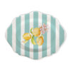 Citrus serving tray with light blue stripes