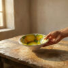 Ceramic bowl decorated with embossed lemons