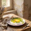 Dessert plate with lemons and lavender