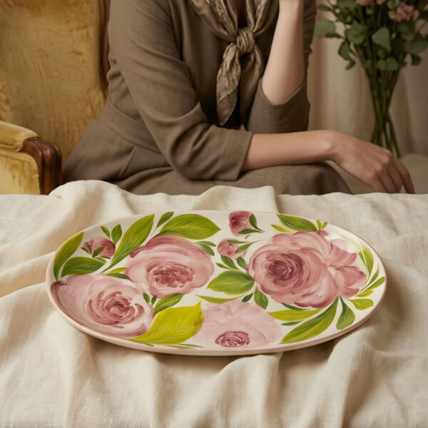 Serving tray with roses