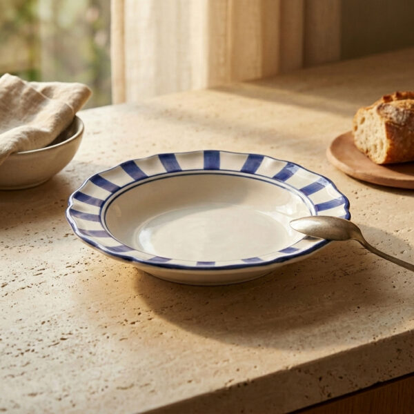 Riviera blue soup plate