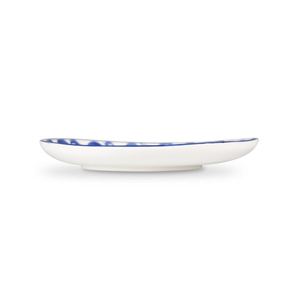 Ceramic fruit plate decorated lemons damask blue