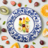 Ceramic fruit plate decorated lemons damask blue