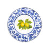 Ceramic fruit plate decorated lemons damask blue