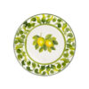 Ceramic fruit plate decorated lemons damask green