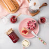 piatto-frutta-rosa-ambientata Pink dessert plate