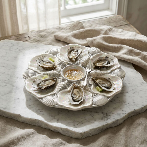 Mother-of-pearl oyster serving dish