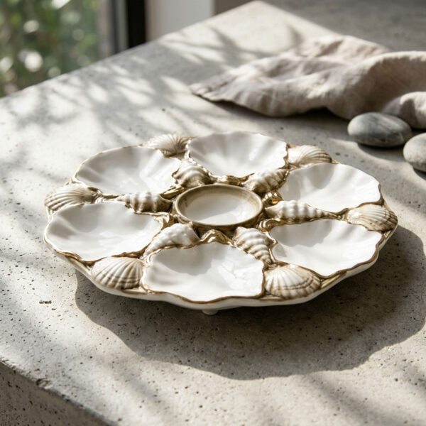 Gold oyster serving dish