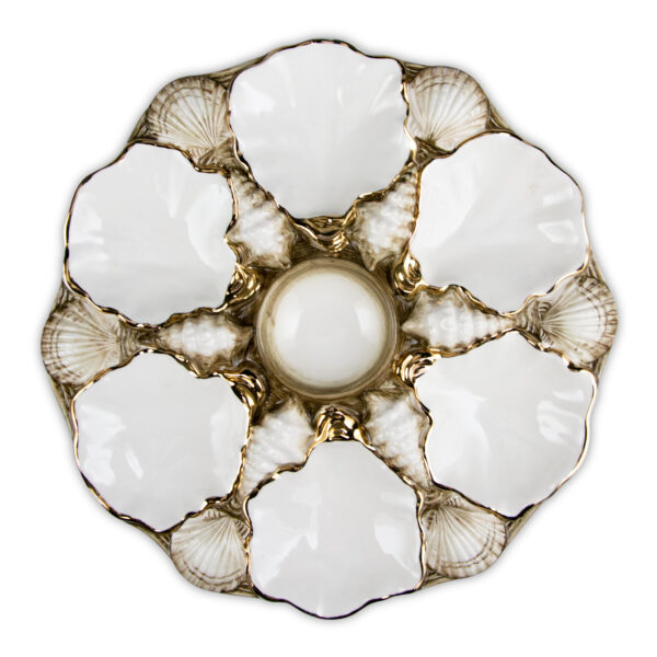 Gold oyster serving dish