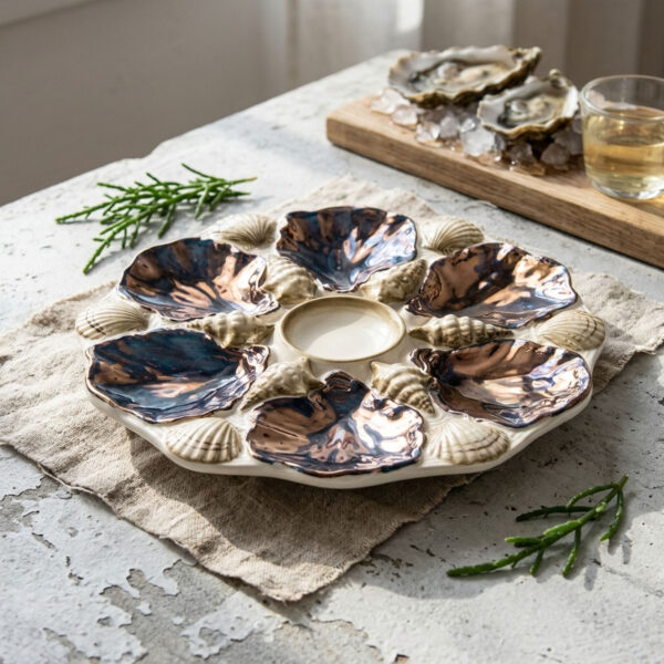 Copper oyster serving dish Copper oyster serving dish