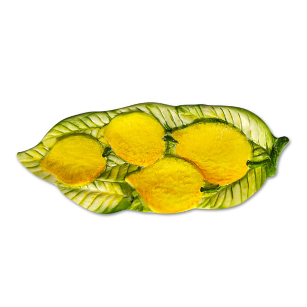 Ceramic spoon holder decorated with relief lemons