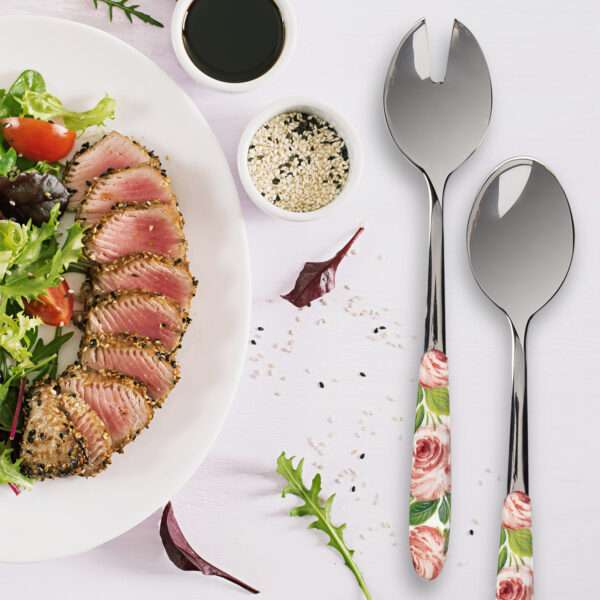 Salad cutlery with roses