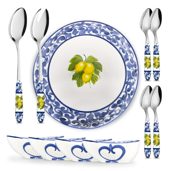 Damascato blu fruit salad set