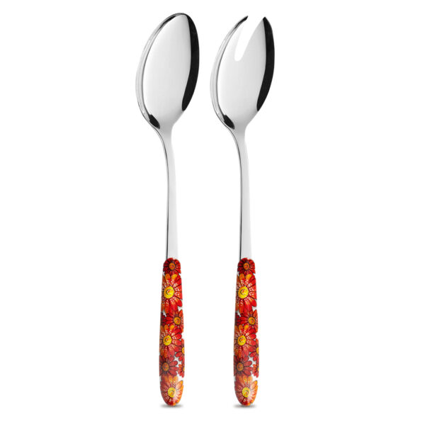 Salad set with red daisies