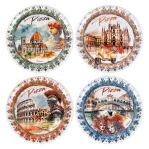 set-piatti-completo-italy Cities pizza plate set