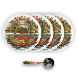 set-piatti-completo-paesaggio-limoni-rotella Lemon landscape pizza plate set with pizza cutter
