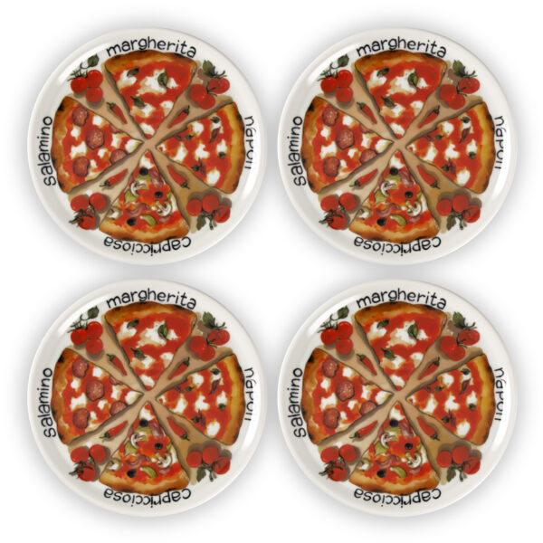 set-piatti-completo-spicchi Pizza slices plate set
