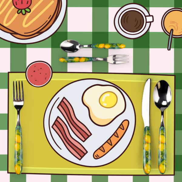 Dessert fork with lemons
