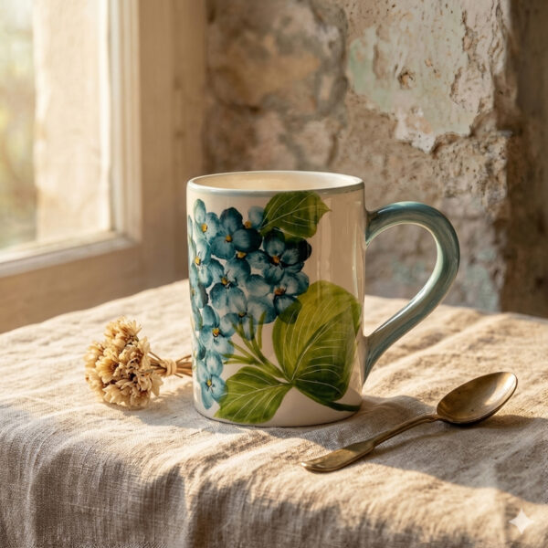Mug with hydrangeas