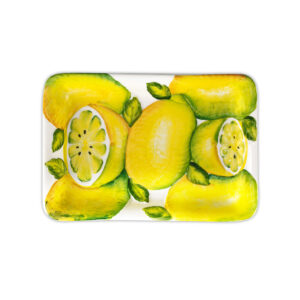 Rectangular ceramic bowl decorated with embossed lemons