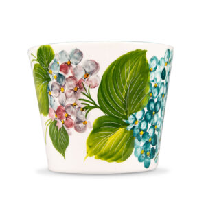 Pot with hydrangeas